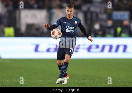 Rome, Italie, 21 octobre 2021.Valentin Rongier de l'Olympique de Marseille lors du match de l'UEFA Europa League à Olimpico, Rome.Le crédit photo devrait se lire: Jonathan Moscrop / Sportimage Banque D'Images