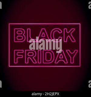 Bannière d'affiche néon pour solde du Vendredi fou Illustration de Vecteur