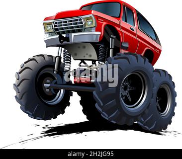 Vector Cartoon Monster Truck.Format vectoriel EPS-10 disponible, séparé par des groupes et des calques, pour un montage facile Illustration de Vecteur