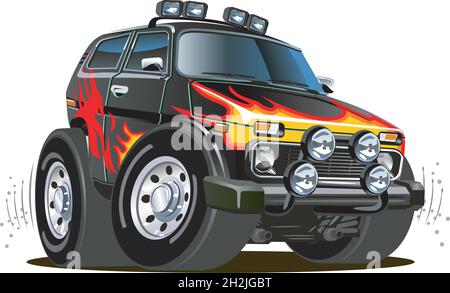 Jeep de dessin animé isolé sur fond blanc.Format vectoriel EPS-8 disponible, séparé par des groupes et des calques, pour un montage facile Illustration de Vecteur