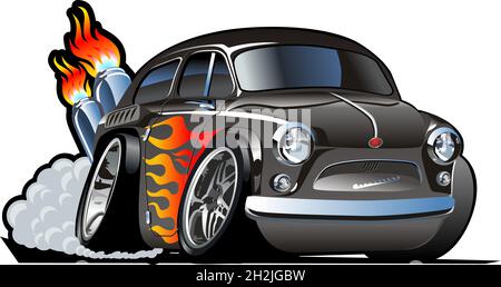 Bande dessinée rétro Hot Rod isolée sur fond blanc.Format vectoriel EPS-8 disponible, séparé par des groupes et des calques, pour un montage facile Illustration de Vecteur