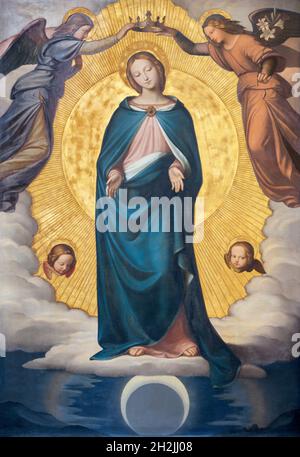 ROME, ITALIE - 28 AOÛT 2021 : peinture de l'Immaculée conception dans l'église Chiesa della Trinita dei Monti de Phillip Veit (1830) . Banque D'Images