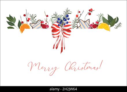Motif vectoriel dessin à la main couleur colorée pour la carte de vœux de Noël.Typographie et icônes pour les fonds de Noël, bannières ou affiches et autres imprimés Illustration de Vecteur