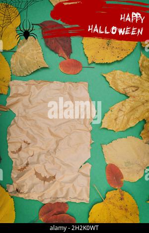 Halloween avec taches de sang et chauves-souris Banque D'Images