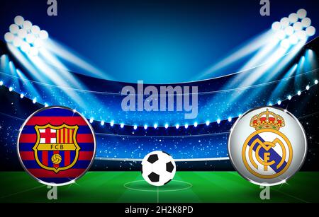 Football Match Fixture Sports concept - informations éditoriales.Toile de fond du stade de football moderne Banque D'Images