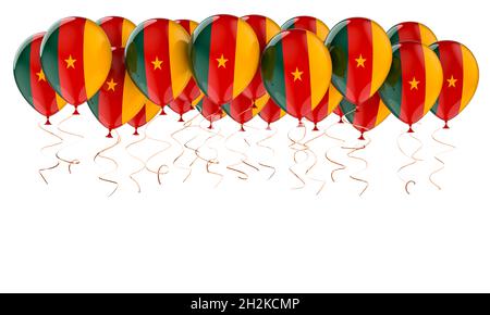Ballons avec drapeau camerounais, rendu 3D isolé sur fond blanc Banque D'Images