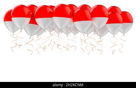 Ballons avec indonésien, drapeau monacan, rendu 3D isolé sur fond blanc Banque D'Images