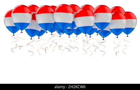 Ballons avec drapeau luxembourgeois, rendu 3D isolé sur fond blanc Banque D'Images