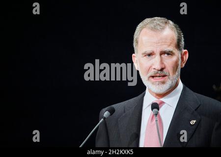 Asturies, Espagne.23 octobre 2021.Oviedo.Espagne.20211023, le roi Felipe VI d'Espagne assiste au Gala de cérémonie durant les Prix de la princesse des Asturies 2021 au Théâtre Campoamor le 23 octobre 2021 à Oviedo, Espagne crédit: MPG/Alamy Live News Banque D'Images