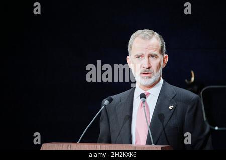 Asturies, Espagne.23 octobre 2021.Oviedo.Espagne.20211023, le roi Felipe VI d'Espagne assiste au Gala de cérémonie durant les Prix de la princesse des Asturies 2021 au Théâtre Campoamor le 23 octobre 2021 à Oviedo, Espagne crédit: MPG/Alamy Live News Banque D'Images