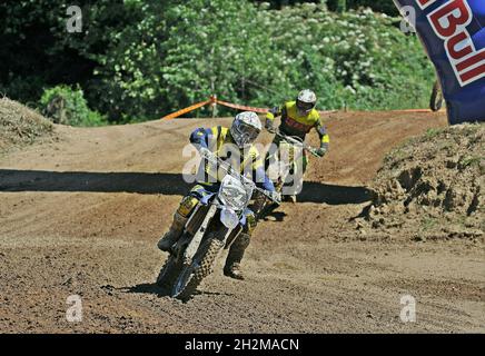 La Ligue catalane de motocross se tient sur le circuit de Vallgorguina, en Catalogne, en Espagne Banque D'Images