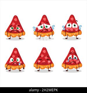 Tranche de personnage de dessin animé fraise avec une expression triste.Illustration vectorielle Illustration de Vecteur
