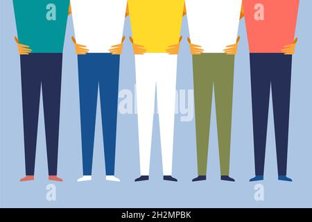 Gros plan d'amis se tenant ensemble Illustration de Vecteur