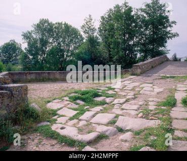 PUENTE ROMANO DE TALAMANCA DEL JARAMA - CALZADA DEL PUENTE ROMANO.Emplacement : EXTÉRIEUR.TALAMANCA DEL JARAMA.MADRID.ESPAGNE. Banque D'Images