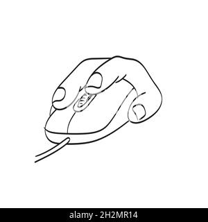 gros plan de dessin au trait à l'aide d'un vecteur d'illustration de souris isolé sur fond blanc Illustration de Vecteur