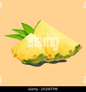 Tranches d'ananas avec feuilles. Banque D'Images