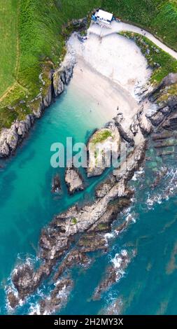 Vue de haut en bas de Barricane Beach - Woolacombe, Devon, Angleterre Banque D'Images