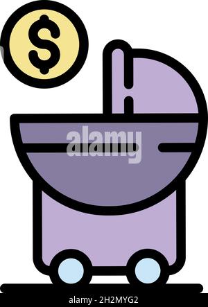 Divorce seul bébé icône.Contour divorce seul bébé vecteur icône couleur plat isolé Illustration de Vecteur