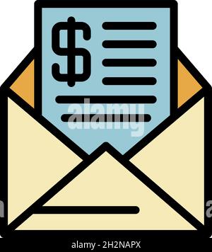 Icône de lettre d'argent de prêt.Contour prêt argent lettre vecteur icône couleur plat isolé Illustration de Vecteur