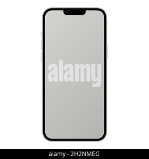 Nouveau modèle iphone 13 pro max argent, design plat téléphone mobile vecteur illustration de stock Illustration de Vecteur