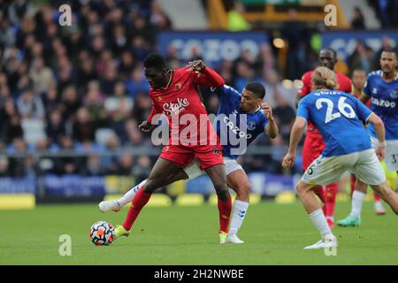 Liverpool, Royaume-Uni.23 octobre 2021.ISMALIA SARR, ALLAN, EVERTON FC V WATFORD FC PREMIER LEAGUE, 2021 crédit : Allstar Picture Library Ltd/Alay Live News Banque D'Images