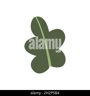 Icône plate et mignonne de feuilles vertes. Elément d'automne, objet. Élément décoratif, clipart pour la conception de cartes de vœux, bannières publicitaires et dépliants Illustration de Vecteur