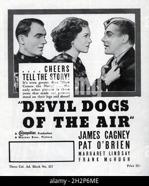 JAMES CAGNEY PAT O'BRIEN et MARGARET LINDSAY dans DIABLE CHIENS DE L'AIR 1935 réalisateur LLOYD BACON basé sur l'histoire de John Monk Saunders costume design Orry-Kelly A Cosmopolitan production / Warner Bros. Banque D'Images