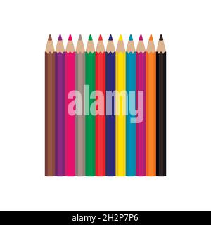 Jeu de crayons de couleur vectorielle sur fond blanc Illustration de Vecteur
