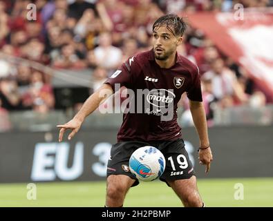 Stade Arechi, Salerno, Italie.23 octobre 2021.Serie A football, Salernitana versus Empoli : Luca Ranieri de Salernitana crédit: Action plus Sports/Alamy Live News Banque D'Images