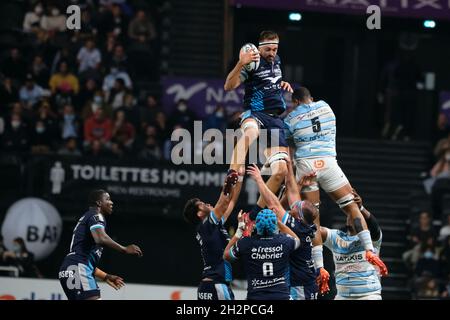 Nanterre, hauts de Seine, France.23 octobre 2021.ANTHONY BOUTHIER Montpellier en action lors du championnat de rugby français Top 14 entre le Racing 92 et Montpellier Hérault Rugby à Paris la Défense Arena - Nanterre France.(Image de crédit : © Pierre Stevenin/ZUMA Press Wire) Banque D'Images