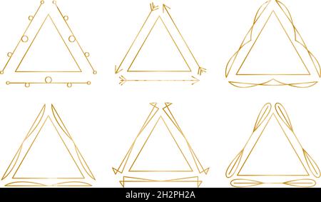 Séparateurs or décorations triangles cadres rétro royal ornemental vintage Premium ensemble.Bordures pour le menu de conception, le site Web, le service, l'invitation de mariage de salutation et d'autres documents.Illustration vectorielle Illustration de Vecteur