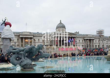 Un Diwali très bas sur Trafalgar Square prudemment de la variante indienne s'étend le 23 octobre 2021, Londres, Royaume-Uni. Banque D'Images