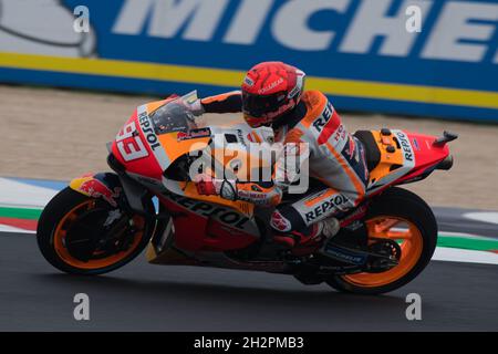 Misano Adriatico, Rimini, Emilia-Romagn, Italie.23 octobre 2021.MotoGP Motorcycle Racing, Gran Premio Nolan del Made in Italy, journée de qualification; MarcMarquez (Repsol Honda Team) Credit: Action plus Sports/Alay Live News Banque D'Images