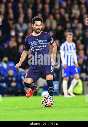 Brighton, Royaume-Uni.23 octobre 2021.Ilkay Gundogan de Manchester City joue le ballon lors du match de la Premier League entre Brighton & Hove Albion et Manchester City à l'Amex le 23 octobre 2021 à Brighton, en Angleterre.(Photo de Jeff Mood/phcimages.com) Credit: PHC Images/Alamy Live News Banque D'Images