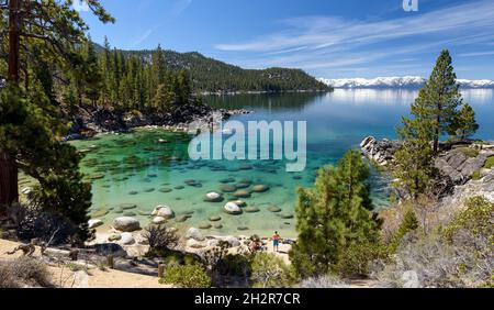 Magnifique panorama sur la plage de Secret Cove, lac Tahoe, Nevada (USA) Banque D'Images