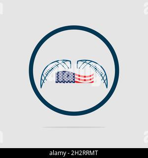 Modèle d'illustration du logo du football américain sur fond gris Illustration de Vecteur