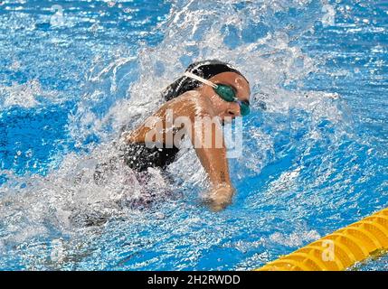 Doha, Qatar.23 octobre 2021.Simona Quadarella, d'Italie, participe à la finale libre féminine de 800 m à la coupe du monde de natation 2021 de la FINA à Doha, capitale du Qatar, le 23 octobre 2021.Credit: Nikku/Xinhua/Alay Live News Banque D'Images