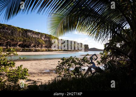 FRANCE.NOUVELLE-CALÉDONIE.ÎLES LOYAUTE.MARE ISLAND.FALAISES DE LEKINY Banque D'Images