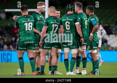 Dublin, Irlande.24 octobre 2021.Joueurs de Connacht lors du match de rugby de championnat de rugby de l'United Rugby Round 5 entre Connacht Rugby et Ulster Rugby au stade Aviva de Dublin, Irlande, le 23 octobre 2021 (photo par Andrew SURMA/ Credit: SIPA USA/Alay Live News Banque D'Images