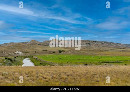 Vue sur la vallée de la rivière Frenchman près de Ravenscrag, SK Banque D'Images