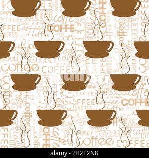 Motif café sans couture avec des tasses sur fond de couleur Illustration de Vecteur