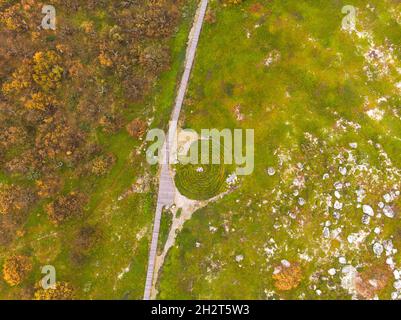 Labyrinthe de pierre sur Solovki.Russie, région d'Arkhangelsk, île Bolchoï Zayatsky Banque D'Images