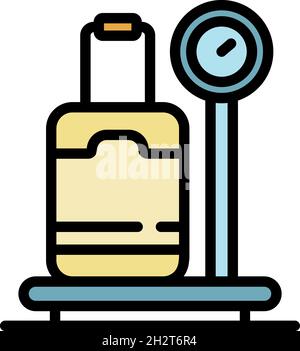 Icône de contrôle du poids du sac de transport.Contour sac de voyage contrôle de poids vecteur icône couleur plat isolé Illustration de Vecteur