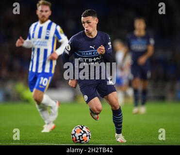 23 octobre 2021 - Brighton v Manchester City - Premier League - Amex Stadium Phil Foden pendant le match au stade Amex Picture Credit : © Mark pain / Alay Live News Banque D'Images