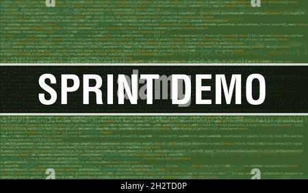 Démo Sprint avec technologie Abstract Code binaire arrière-plan.données binaires numériques et concept de données sécurisées.Logiciel Banque D'Images