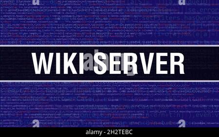 Concept de serveur wiki avec parties aléatoires du code de programme.Wiki Server avec code de programmation résumé de la technologie de base du développeur de logiciels et de Comp Banque D'Images