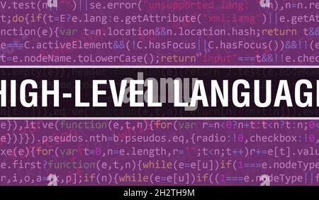 Langage de haut niveau avec texte de code Java numérique.Concept de vecteur de codage de langage et de logiciel informatique de haut niveau.Script de codage Java, digi Banque D'Images