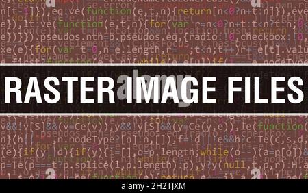 Fichiers image raster avec arrière-plan de la technologie numérique de code binaire.Arrière-plan abstrait avec code de programme et fichiers image raster.Programmation et codin Banque D'Images