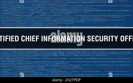 Concept de responsable de la sécurité des informations certifié avec des parties aléatoires du code de programme.Responsable de la sécurité des informations certifié pour la programmation Banque D'Images