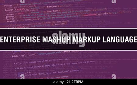 Enterprise Mashup Markup Language concept avec parties aléatoires du code de programme.Enterprise Mashup Markup Language texte écrit sur le code de programmation abstrac Banque D'Images